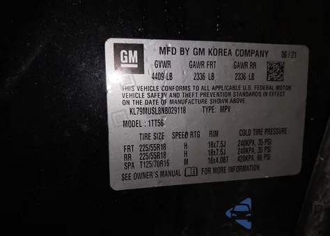 2022 Chevrolet Trailblazer Awd Rs z USA, uszkodzony, nr VIN KL79MUSL8NB029118